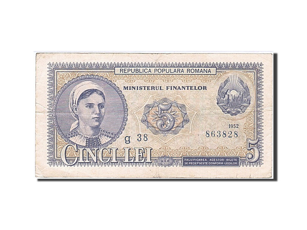 Romania, 5 Lei, 1952, KM #83b, VF(20-25), G38 863828
