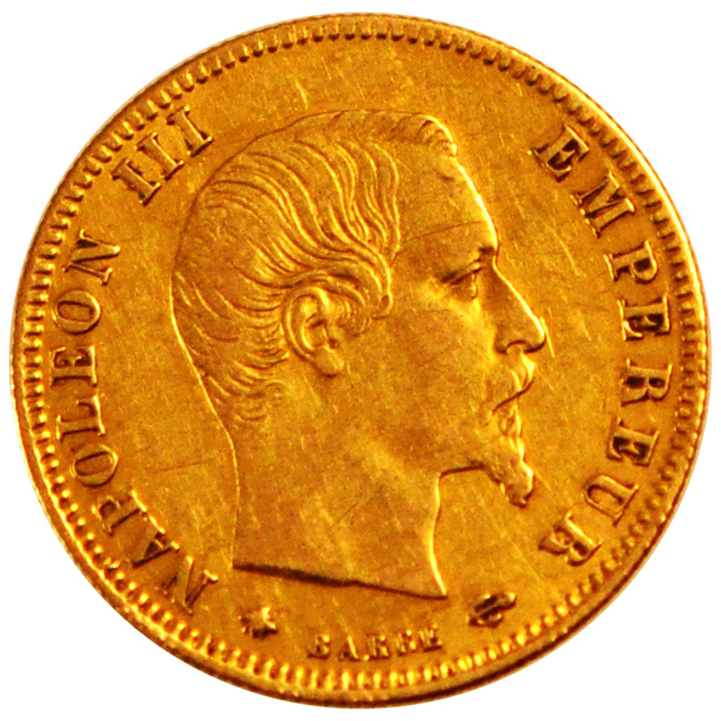 FRANCE, Napoléon III, 5 Francs, 1859, Strasbourg, KM #787.2, AU(50-53), Gold, G.