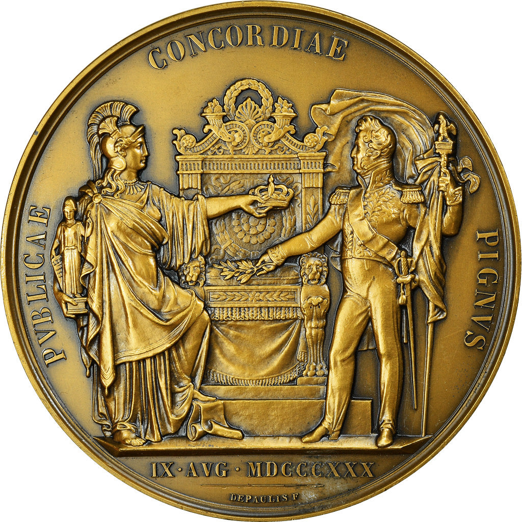 France, Medal, Couronnement de Louis Philippe Ier, History, 1830, Depaulis