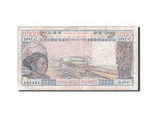 Billet, West African States, 5000 Francs, 1992, TB