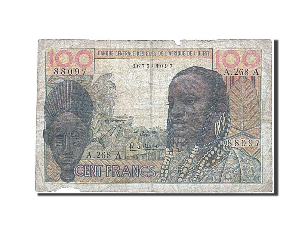 West African States, 100 Francs, 1961, KM #101Ag, VG(8-10), A 268 A