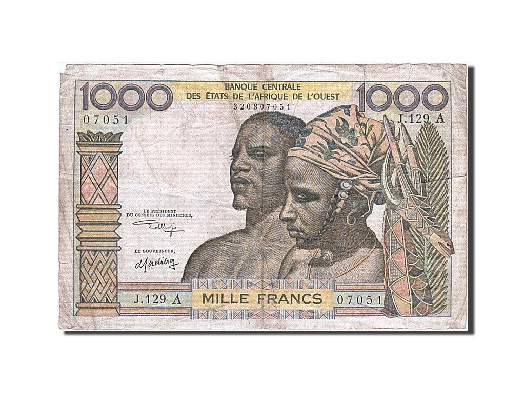 West African States, 1000 Francs, 1959, KM #103Ak, VF(20-25), J.129A