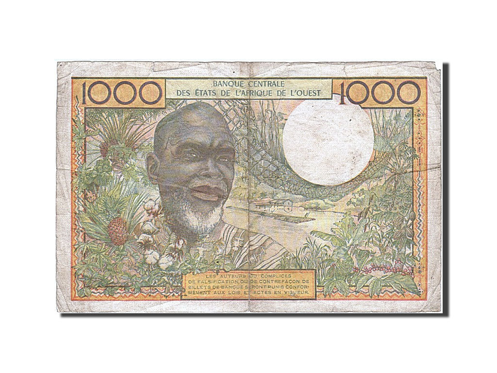 West African States, 1000 Francs, 1959, KM #103Ak, VF(20-25), J.129A