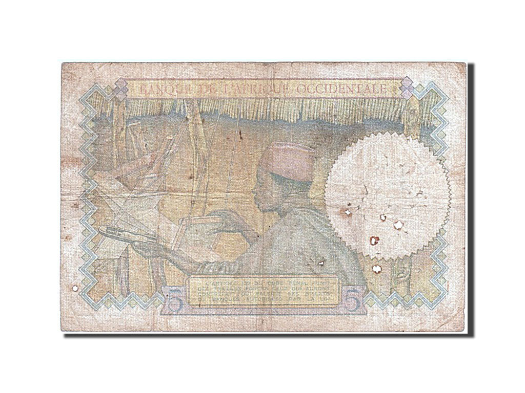 French West Africa, 5 Francs, 1935, KM #21, 1935-08-01, F(12-15), Q.918