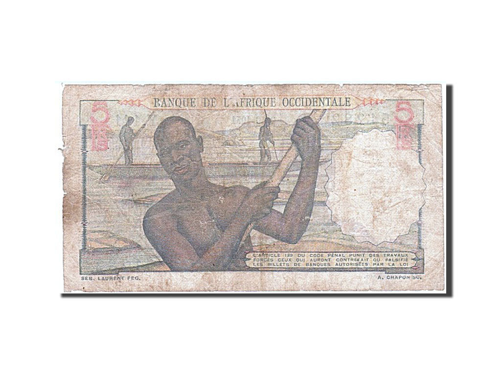 French West Africa, 5 Francs, 1951, KM #36, 1951-10-02, F(12-15), Y.141