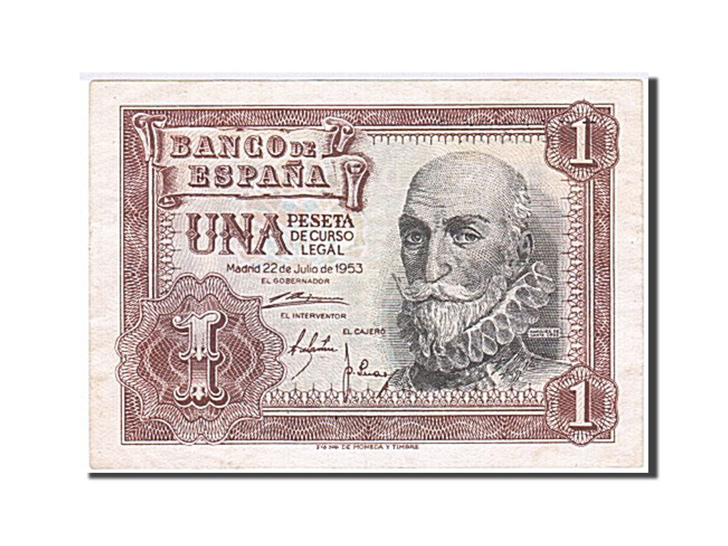 Banknote, Spain, 1 Peseta, 1953, 1953-07-22, EF(40-45)