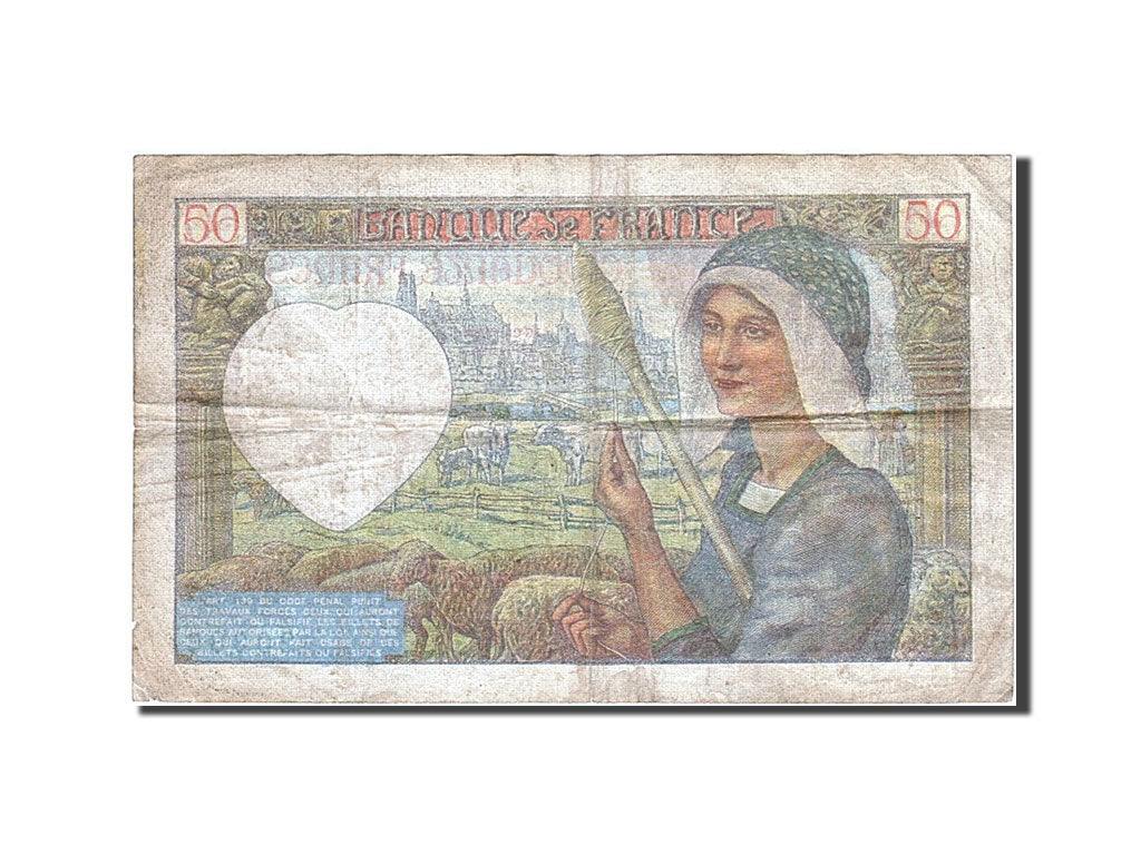 Geldschein, Frankreich, 50 Francs, 50 F 1940-1942 ''Jacques Coeur'', 1941