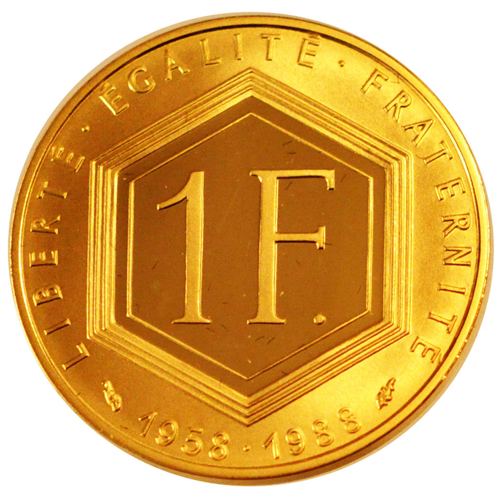 FRANCE, Charles de Gaulle, Franc, 1988, Paris, KM #963, MS(65-70), Nickel, 24,..