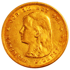 NETHERLANDS, 10 Gulden, 1897, Utrecht, KM #118, AU(55-58), Gold, 22.5, 6.71