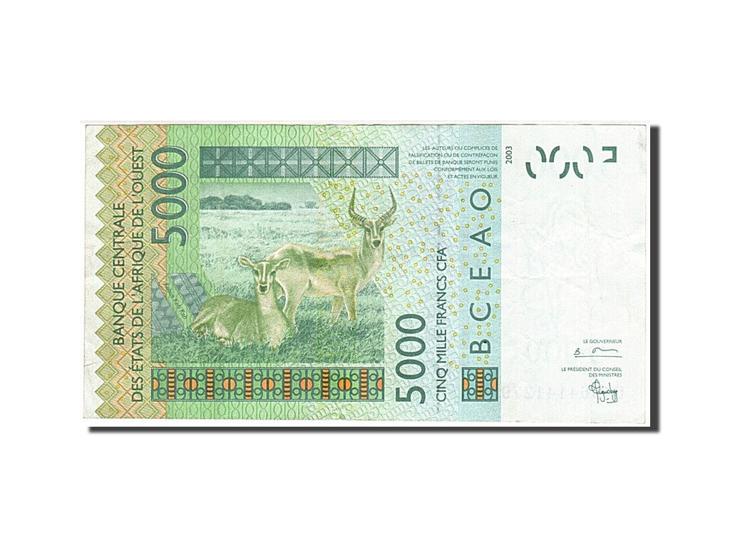 West African States, 5000 Francs, 2003, KM #117Aa, AU(50-53), 04364141279 A