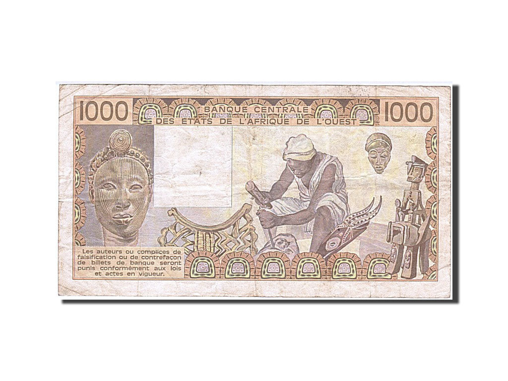 West African States, 1000 Francs, 1989, KM #107Ai, F(12-15), P.020