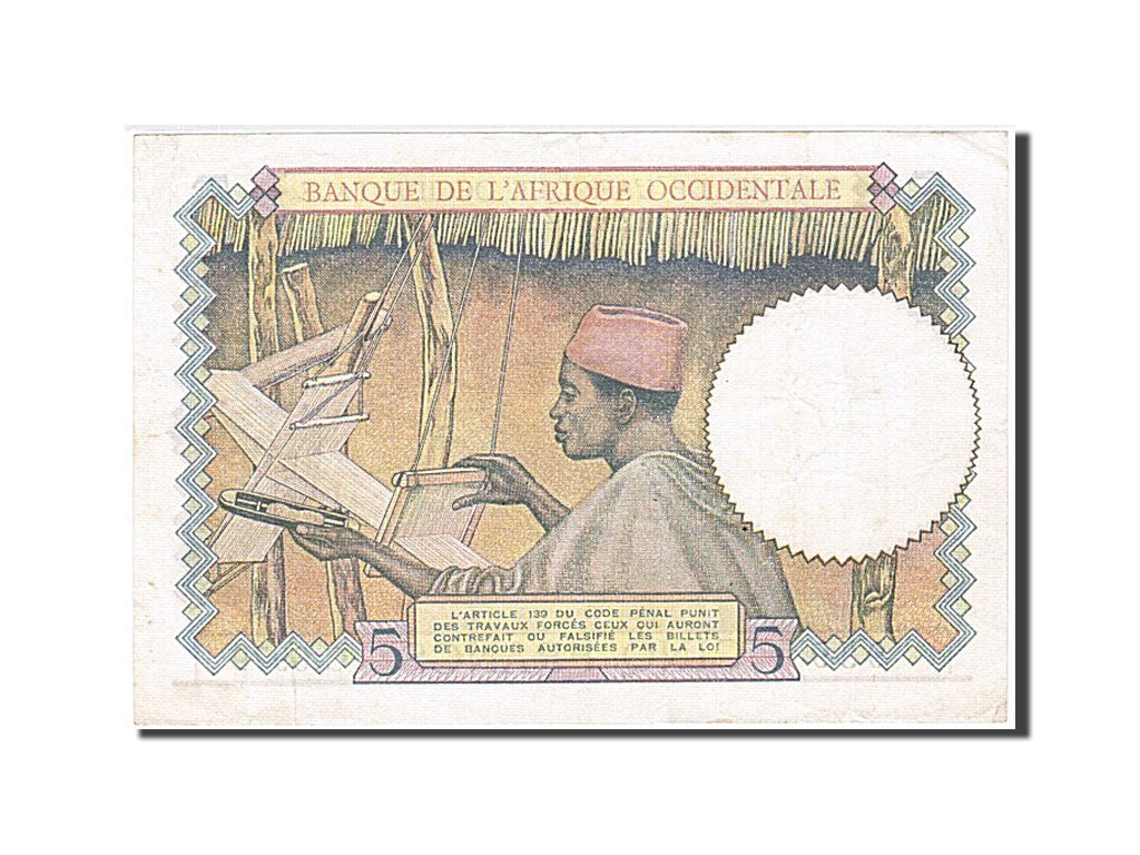 Africa occidentale francese, 5 Francs, 1939, 1939-04-27, BB+