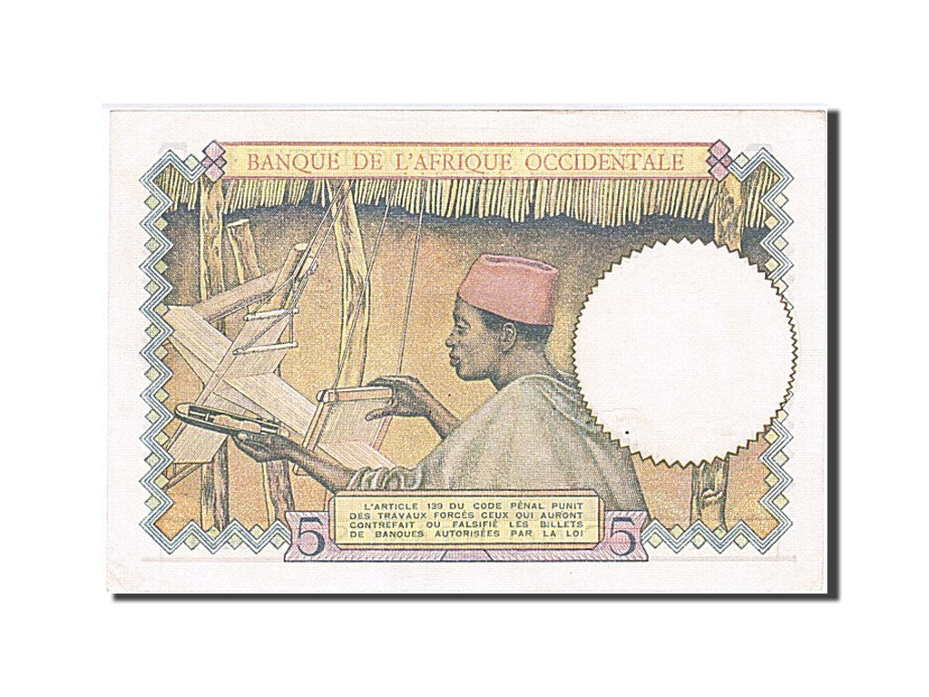 Banknote, French West Africa, 5 Francs, 1939, 1939-04-27, UNC(63)