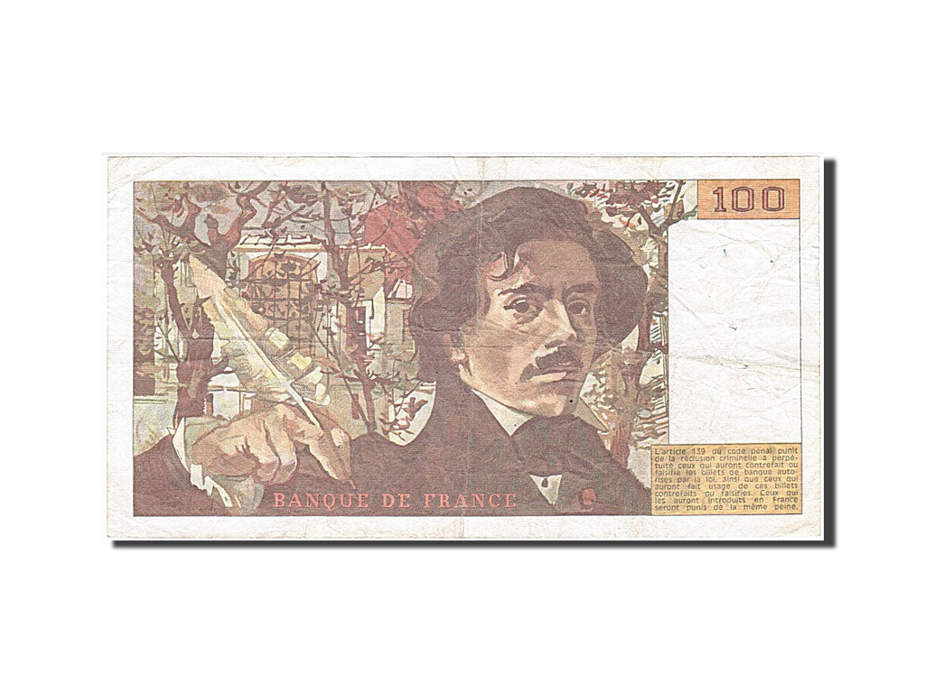 Francia, 100 Francs, 100 F 1978-1995 ''Delacroix'', 1989, KM:154d, MB+, Fayet...