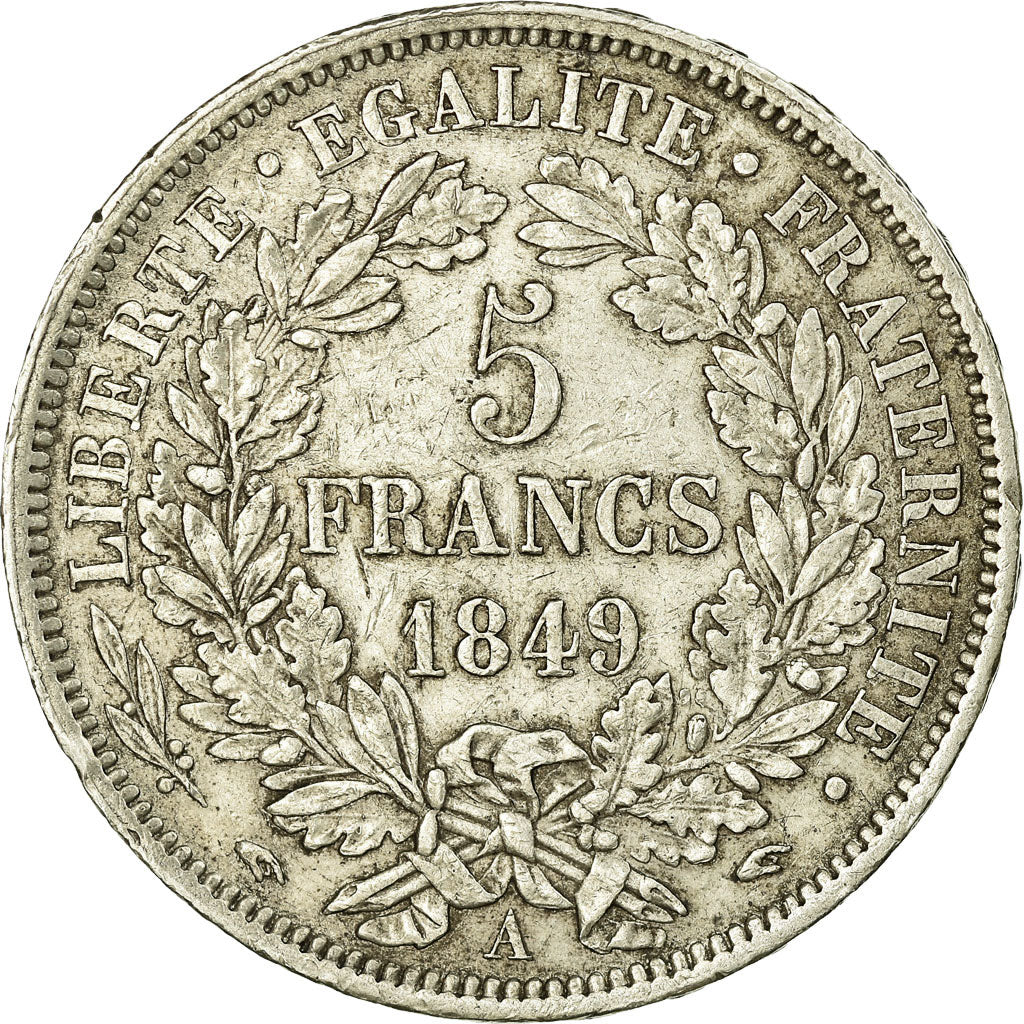 Coin, France, Cérès, 5 Francs, 1849, Paris, Main et Main, EF(40-45), Silver