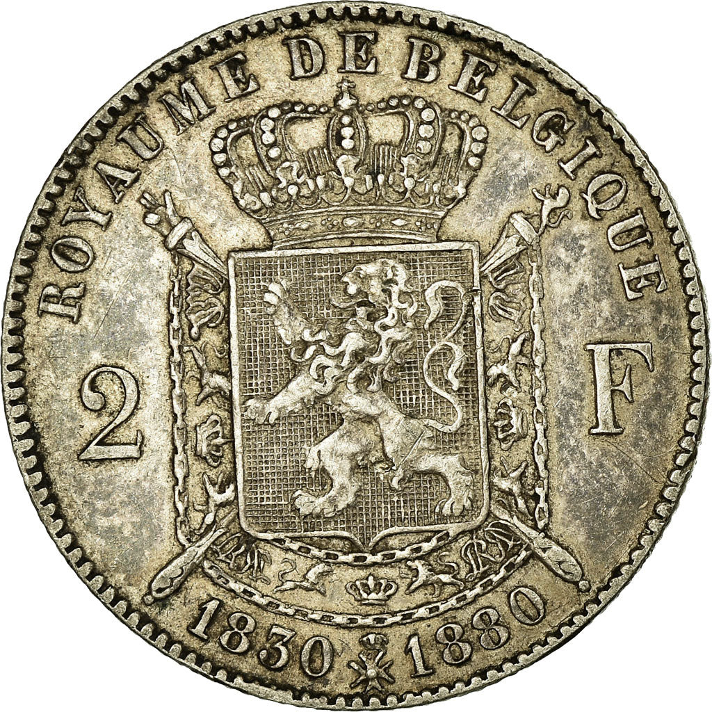 Coin, Belgium, Leopold II, 2 Francs, 2 Frank, 1880, EF(40-45), Silver, KM:39