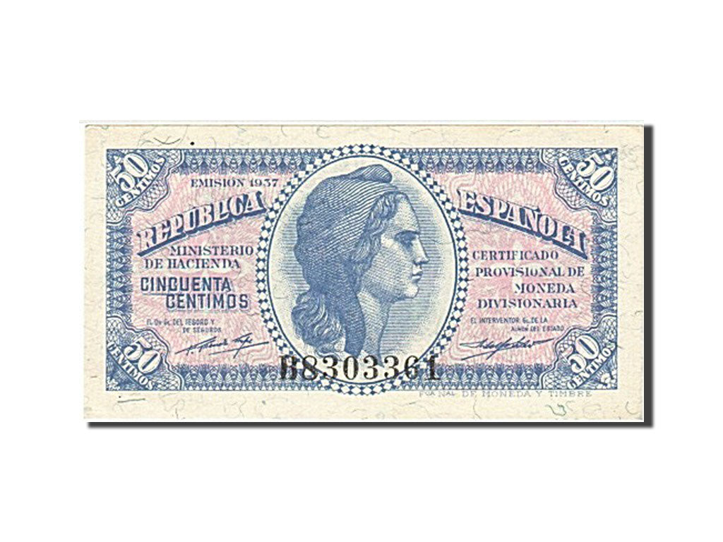 Banknot, Hiszpania, 50 Centimos, 1937, UNC(63)