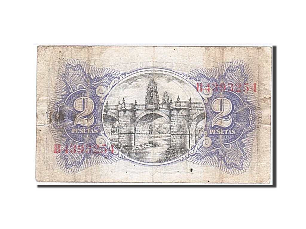 Spain, 2 Pesetas, 1938, KM #95, VF(30-35), B 4393254