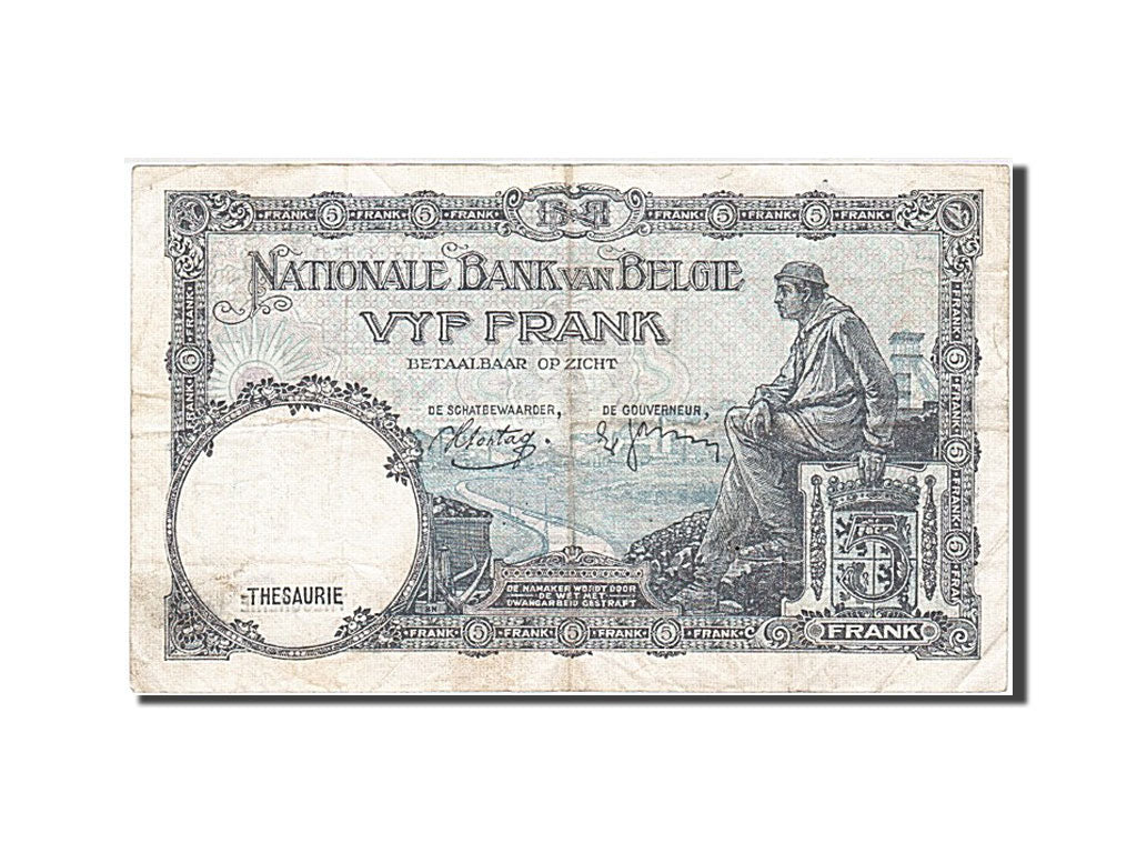 Banknote, Belgium, 5 Francs, 1938, EF(40-45)