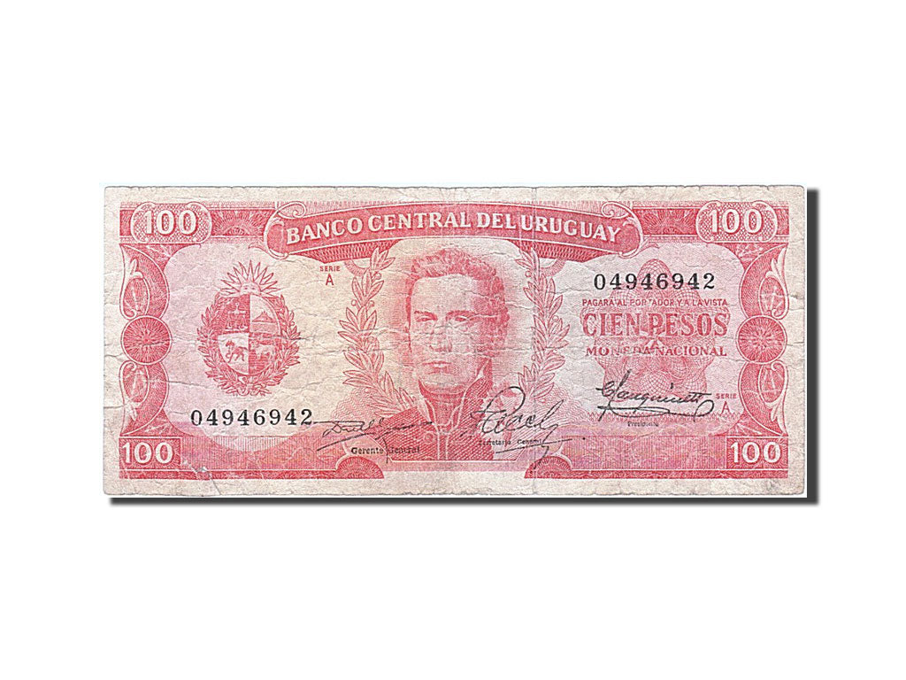 Banknot, Urugwaj, 100 Pesos, 1967, VG(8-10)