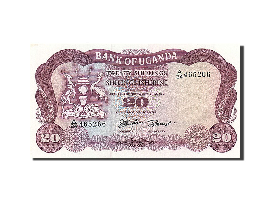 Uganda, 20 Shillings, 1966, KM #3a, UNC(65-70), A/24 465266