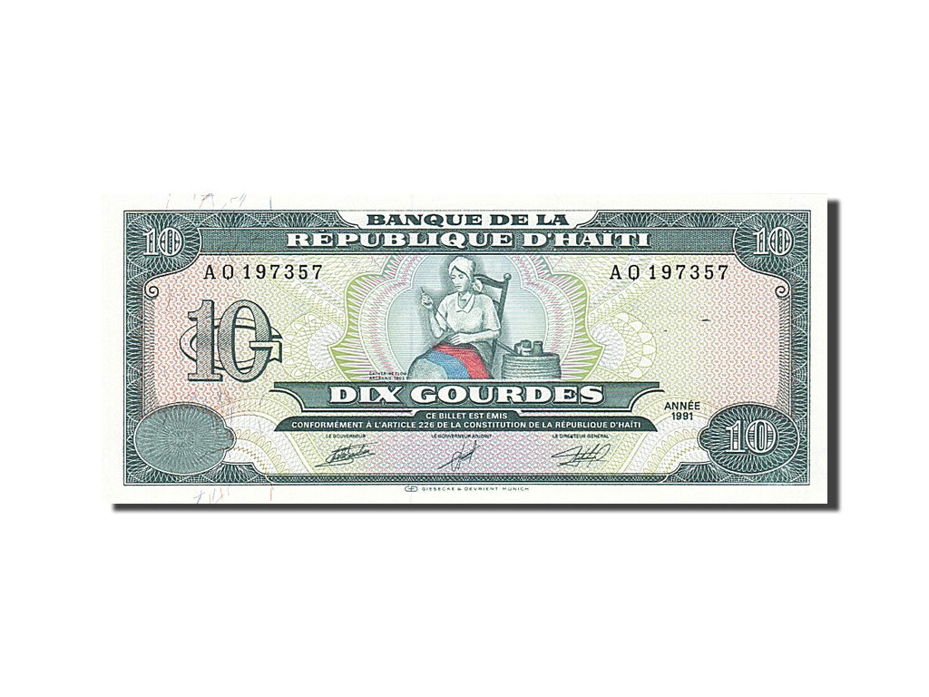 Haiti, 10 Gourdes, 1991, KM #256a, UNC(60-62), AQ 197357