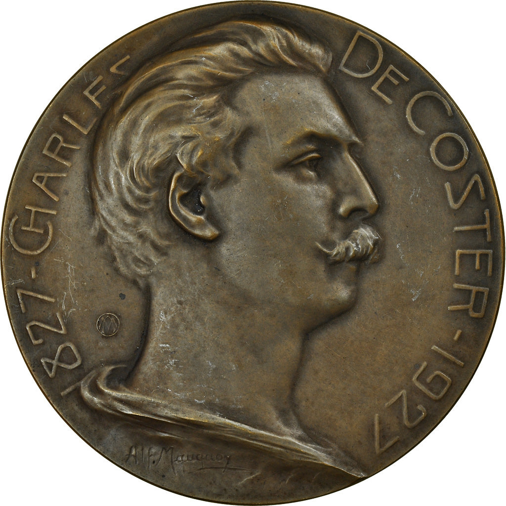Belgium, Medal, Charles de Coster, Ecrivain, Arts & Culture, 1927, Mauquoy