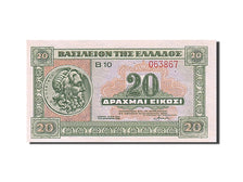 Greece, 20 Drachmai, 1940, KM #315, 1940-04-06, UNC(65-70), B10 063867