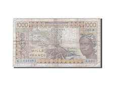 West African States, 1000 Francs, 1990, KM #207Bi, VF(20-25), A.024