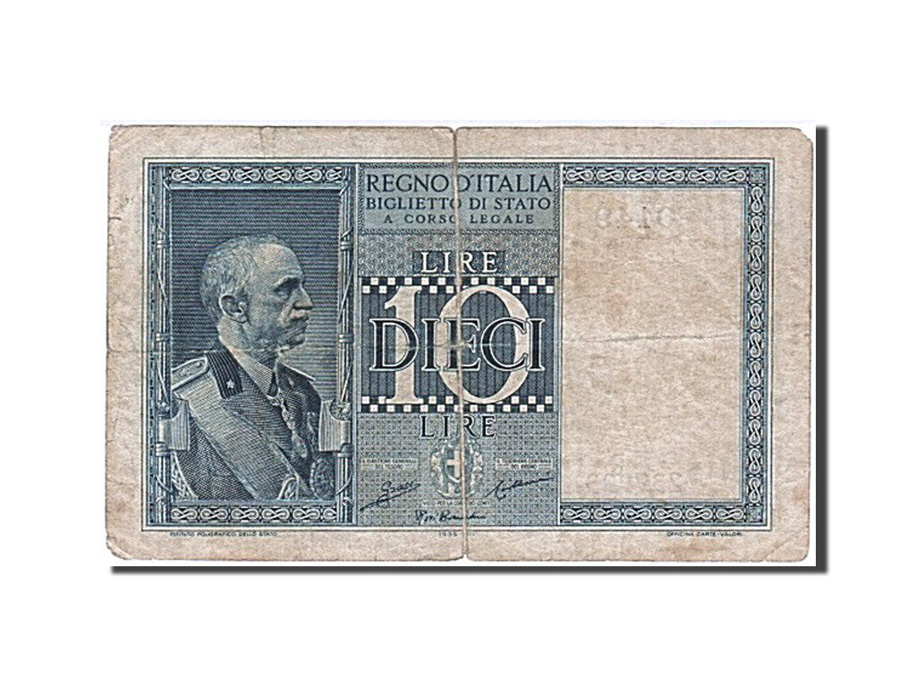 Italy, 10 Lire, 1935, KM #25a, 1935-06-18, VG(8-10), 0149 239993