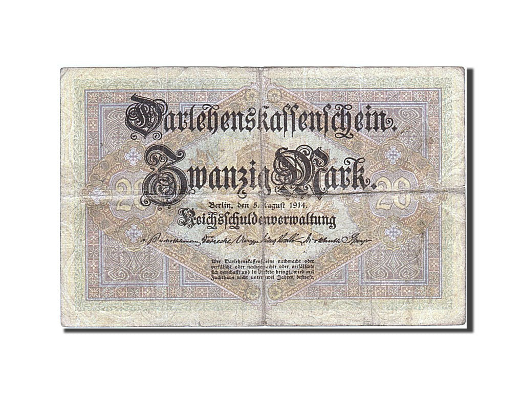 Banknote, Germany, 20 Mark, 1914, 1914-08-08, VF(20-25)