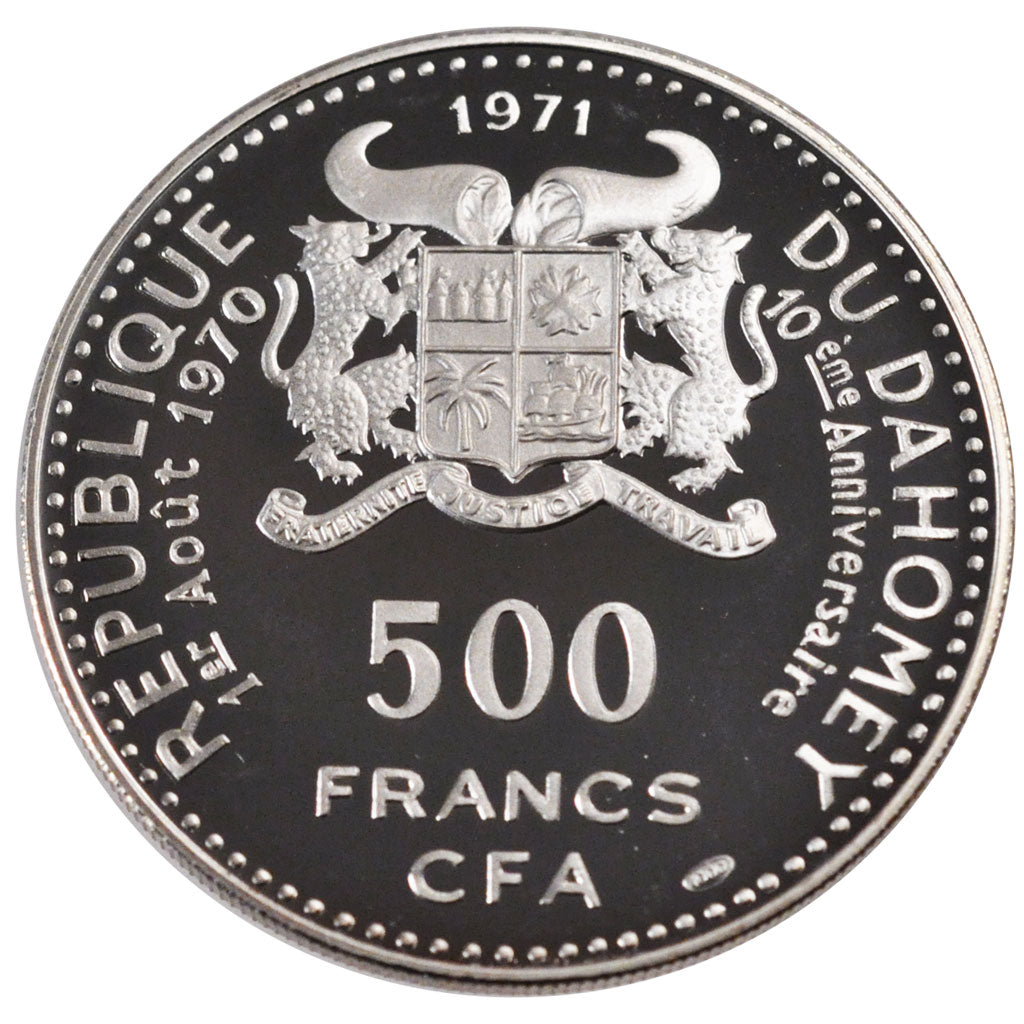 DAHOMEY, 500 Francs, 1971, KM #3.1, MS(65-70), Silver, 40, 25.20