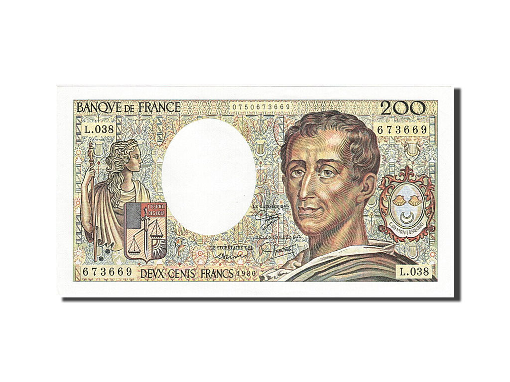Banknote, France, 200 Francs, 200 F 1981-1994 ''Montesquieu'', 1986, AU(55-58)