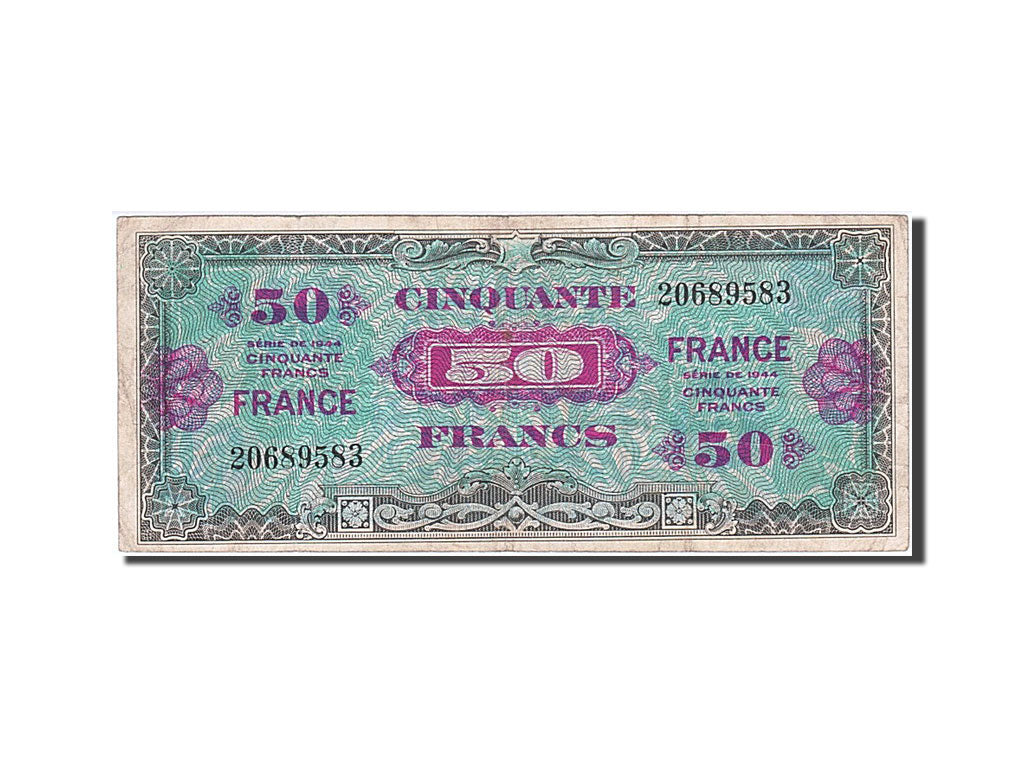 France, 50 Francs, 1945 Verso France, 1945, KM #122a, 1945-06-04, VF(20-25),...