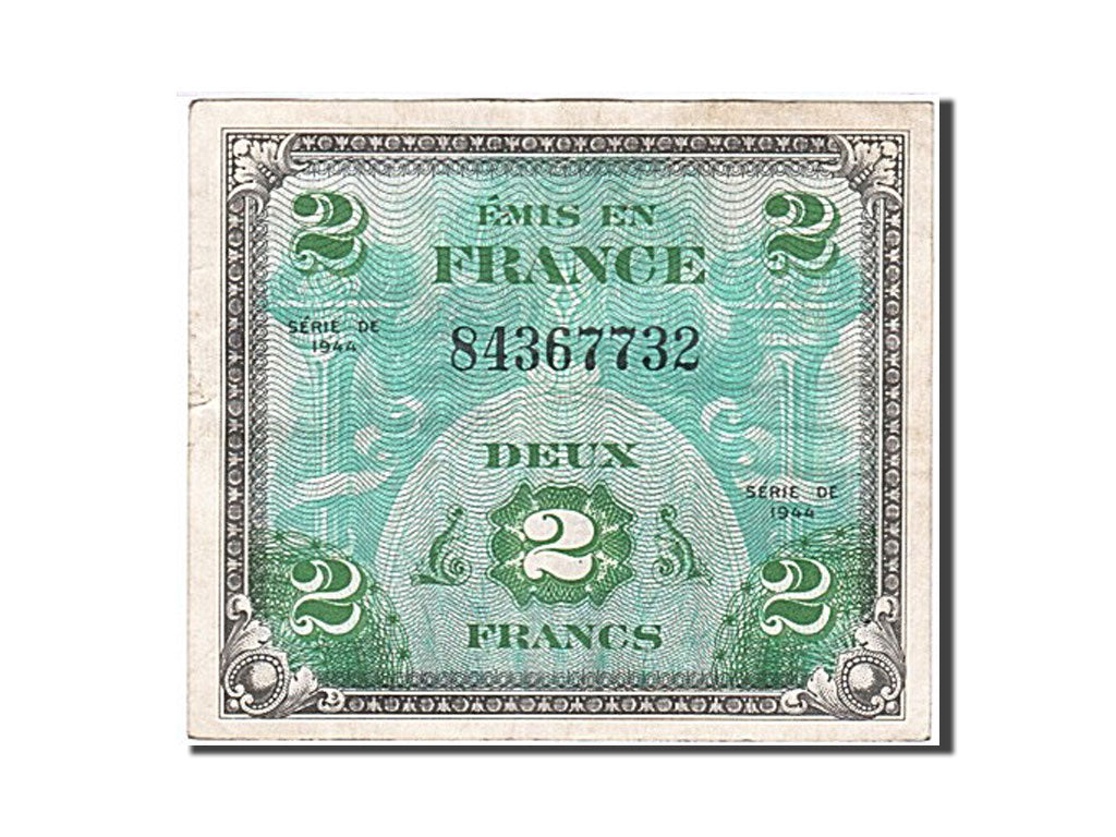 Francia, 2 Francs, 1944 Flag/France, 1944, KM:114a, BB, Fayette:VF 16.1