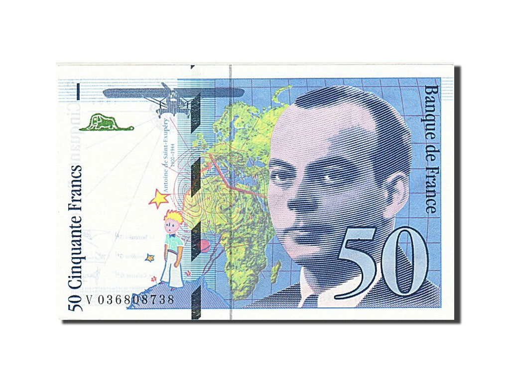 France, 50 Francs, 50 F 1992-1999 ''St Exupéry'', 1997, KM #157Ad, UNC(65-70), V
