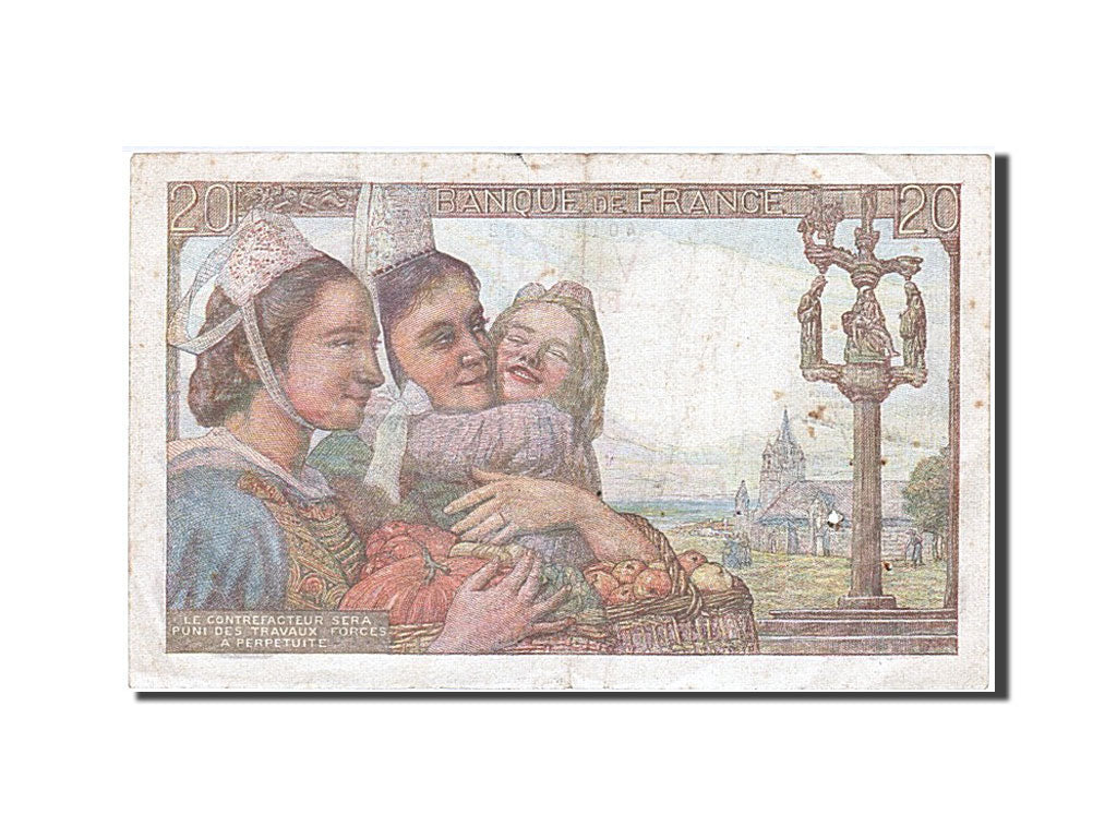 France, 20 Francs, 20 F 1942-1950 ''Pêcheur'', 1947, KM #100b, 1947-01-09, V...
