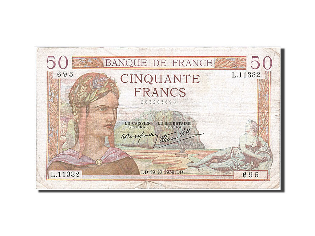 Banknot, Francja, 50 Francs, Cérès, 1939, 1939-10-10, VF(30-35)