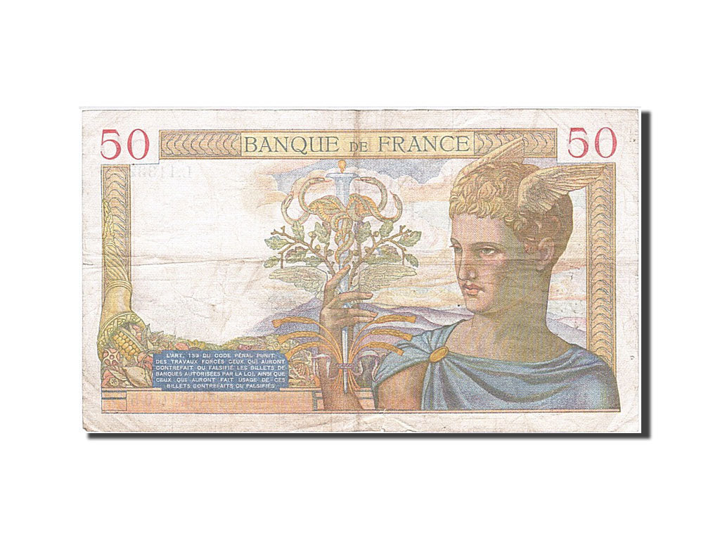 Banknot, Francja, 50 Francs, Cérès, 1939, 1939-10-10, VF(30-35)