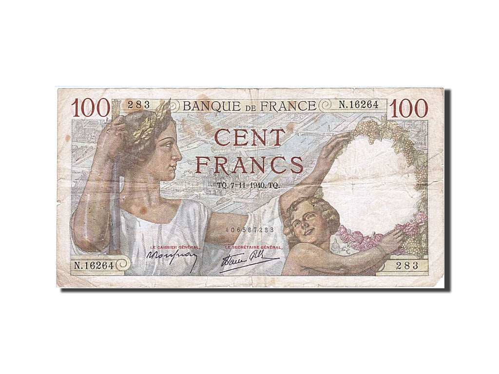 Banknot, Francja, 100 Francs, Sully, 1940, 1940-11-07, VF(20-25), Fayette:26.40