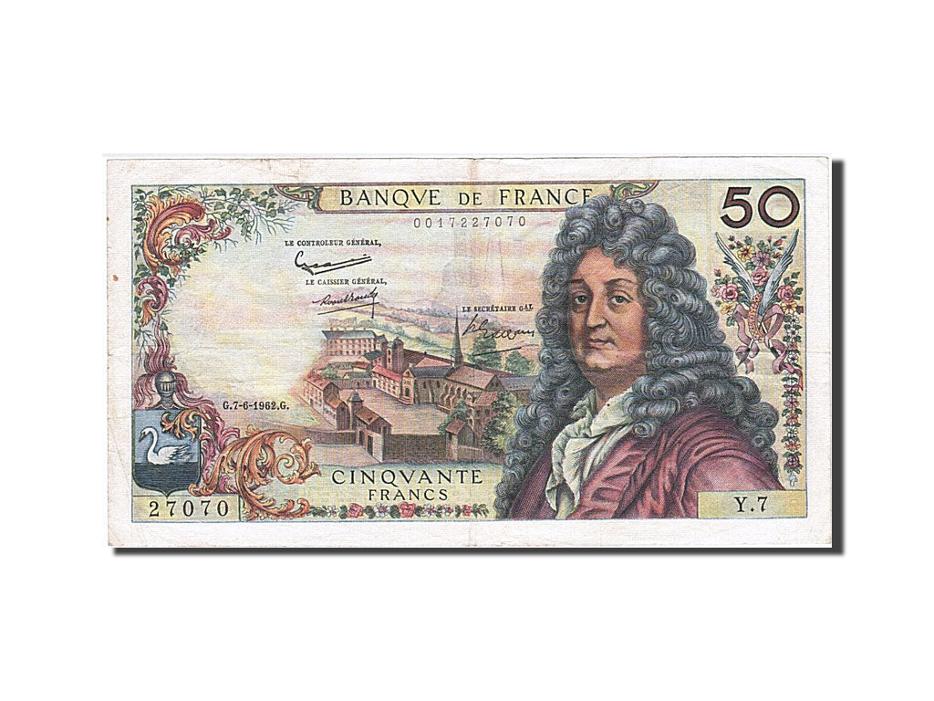 Francia, 50 Francs, 50 F 1962-1976 ''Racine'', 1962, KM:148a, 1962-06-07, MB+...