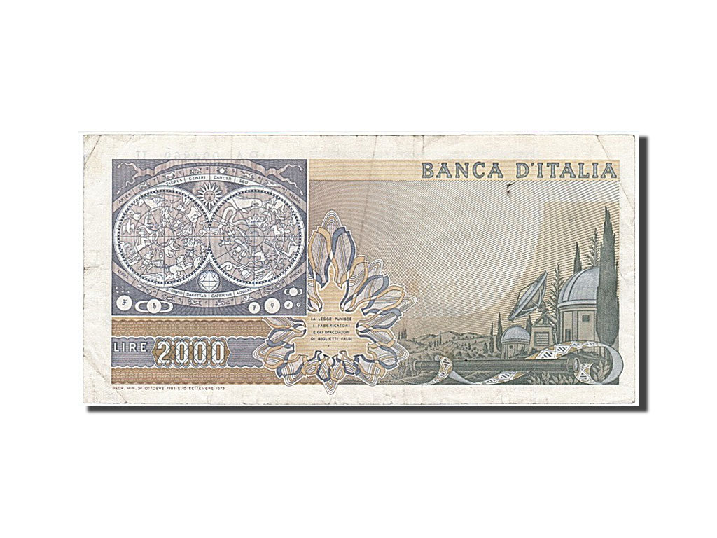 Italie, 2000 Lire, type Galilée