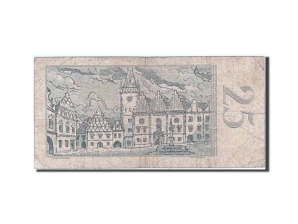 Tchécoslovaquie, 25 Korun, type Jan Ziska