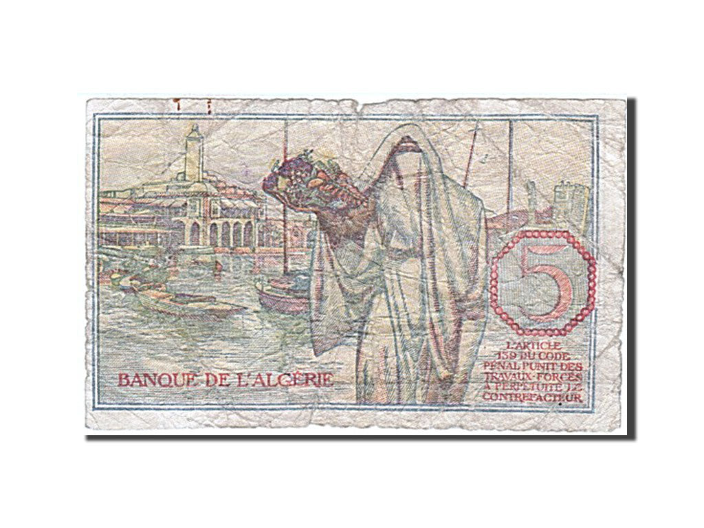 Algeria, 5 Francs, 1944, KM #94a, 1944-02-08, VG(8-10), N.662