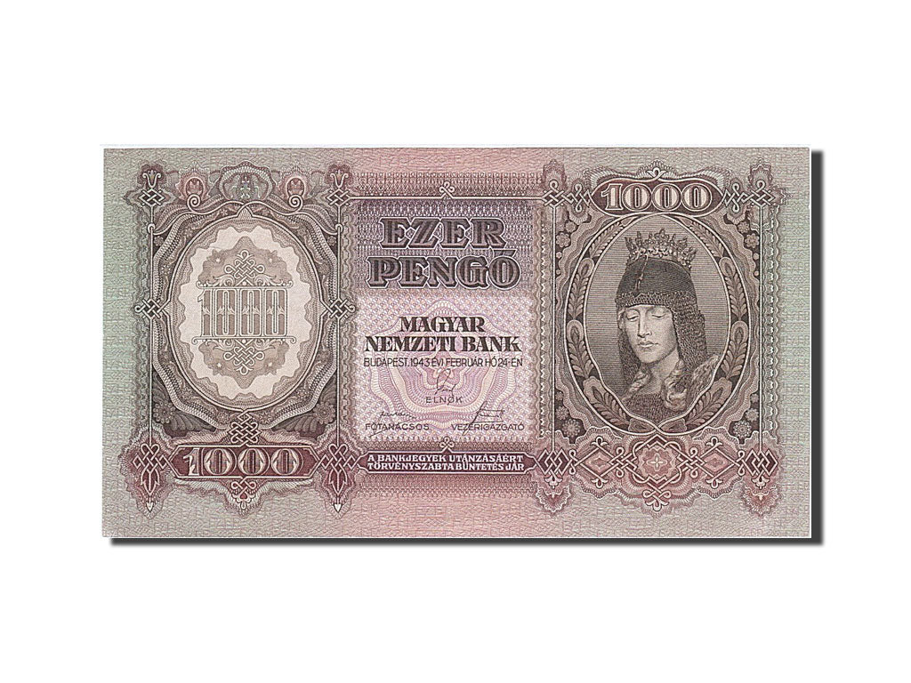 Hungary, 1000 Pengö, 1943, KM #116, 1943-02-24, UNC(60-62), F 082 086561