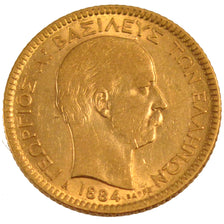 GREECE, 20 Drachmai, 1884, Paris, KM #56, VF(30-35), Gold, 6.41