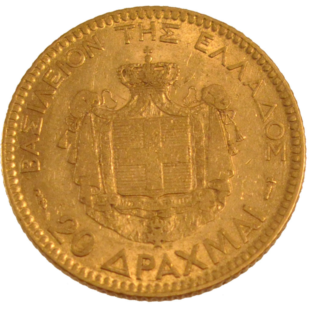 GREECE, 20 Drachmai, 1884, Paris, KM #56, VF(30-35), Gold, 6.41