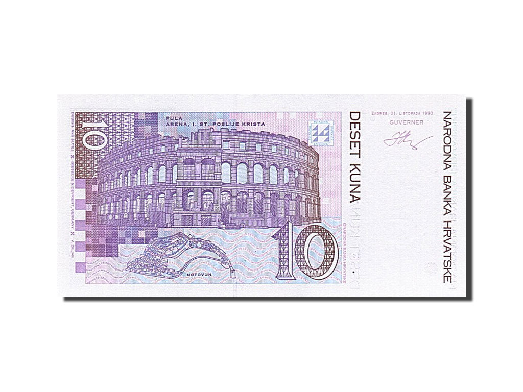 Croatia, 10 Kuna, 1993, KM #29a, 1993-10-31, UNC(65-70), A 0858776 F
