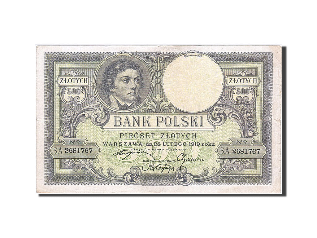 Poland, 500 Zlotych, 1919, KM #58, 1919-02-28, VF(20-25), 2681767