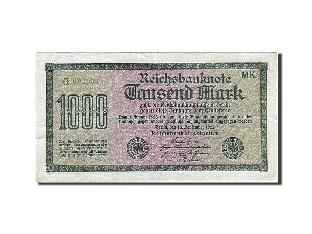 Banknote, Germany, 1000 Mark, 1922, 1922-09-15, KM:76b, AU(50-53)